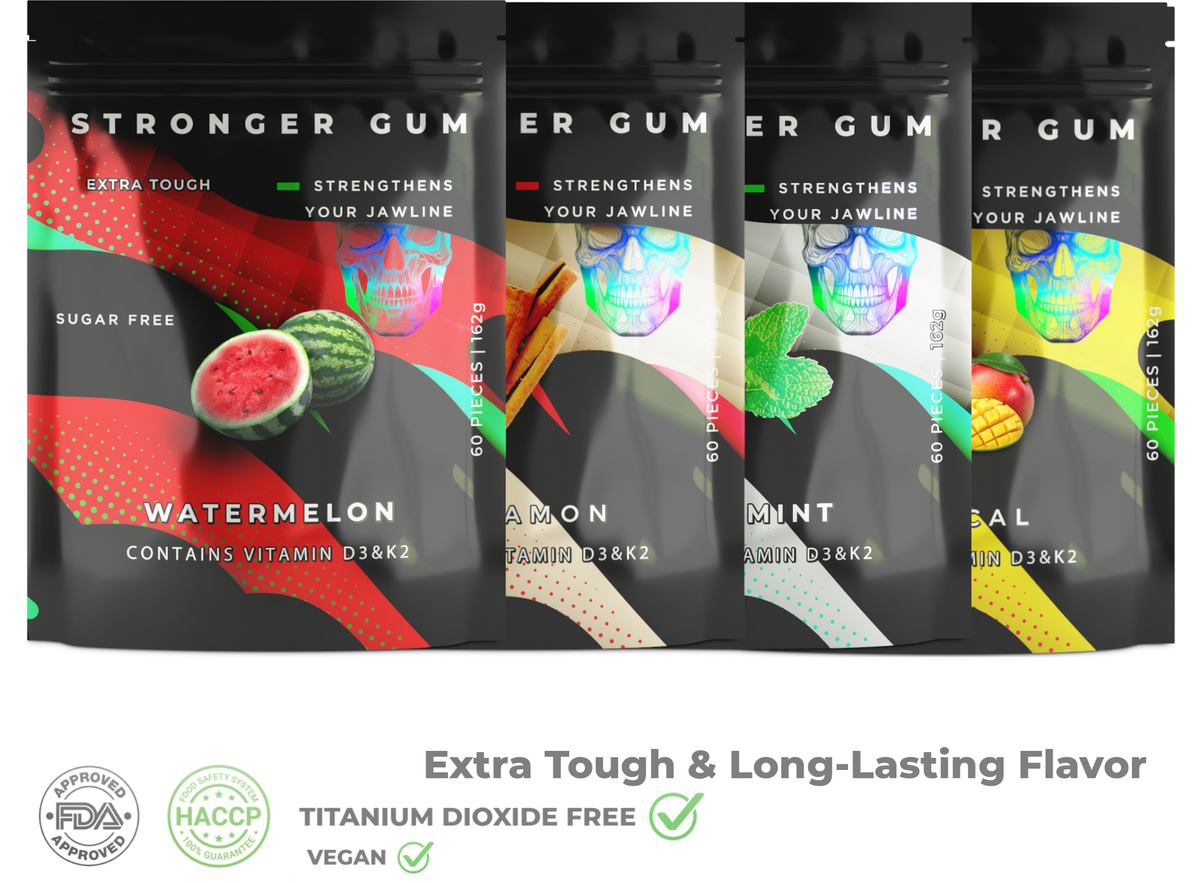 Extra Tough Set: 4 Packs for Price of 3 (648g) - Hard gum | Optimal Shore Rigidity for Jaw Growth
