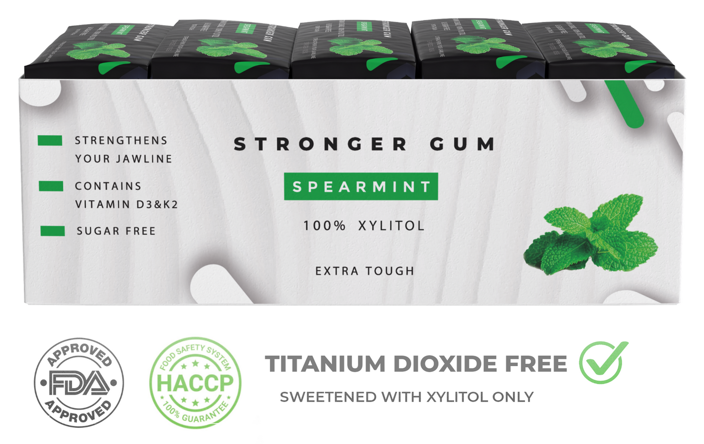 Extra Fuerte: Sin Azúcar, 90 Piezas (315g) - Chicle duro | Rigidez específica Shore para el crecimiento de la mandíbula