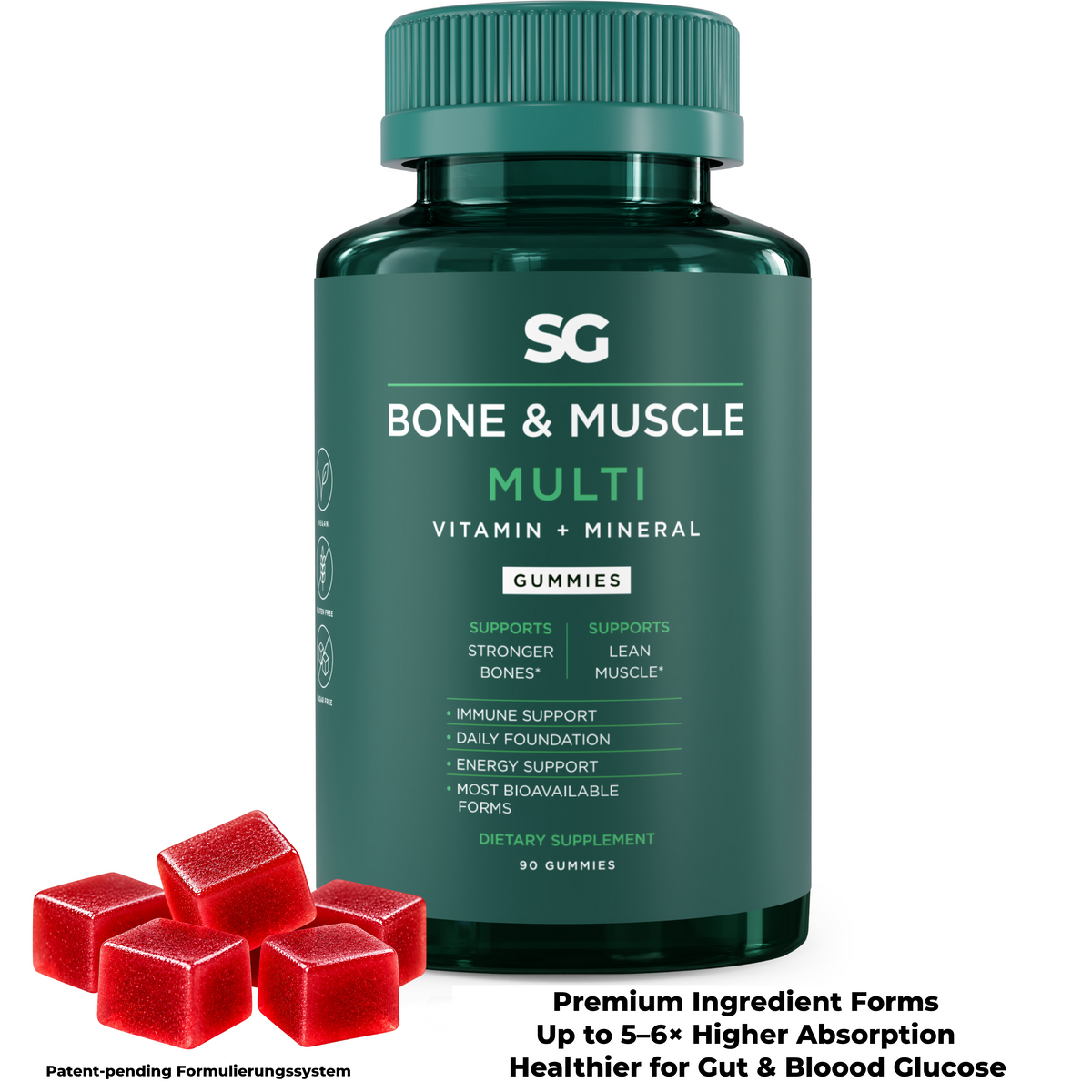 Sistema Nutricional Completo: Huesos y Músculos – Multivitamínico + Minerales, 90 Gummies